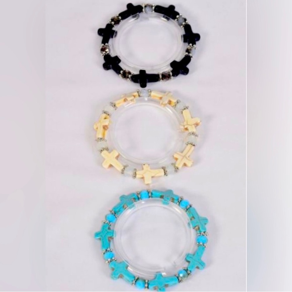 NWT-Beautiful Cross Bracelets made of Semiprecious Stones!